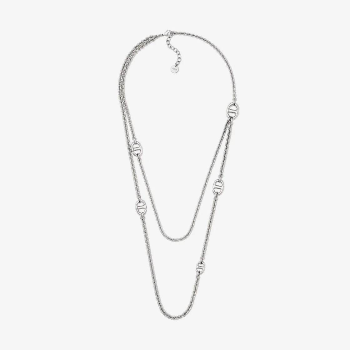 디올 네이비 실버 피니쉬 메탈 목걸이