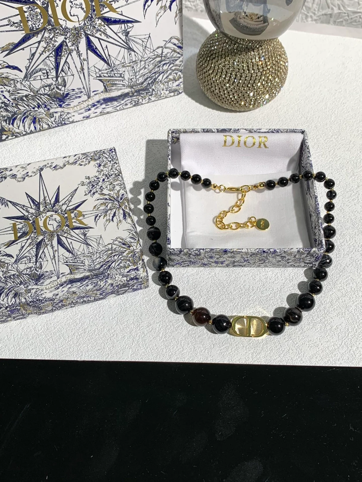 디올 30 몽테뉴 초커 블랙 펄 목걸이