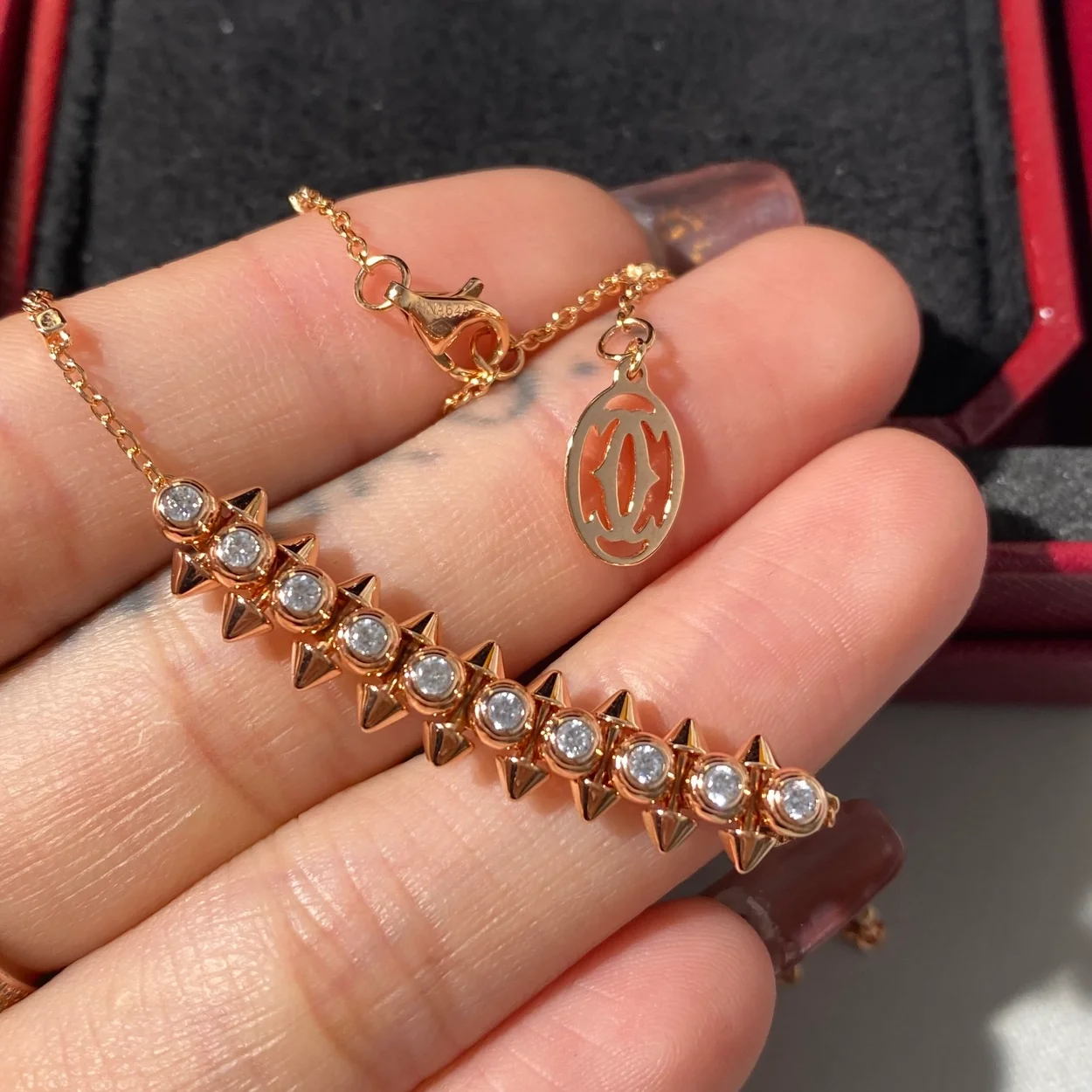 까르띠에 클래쉬 드 핑크 골드 다이아몬드 목걸이 N7424312