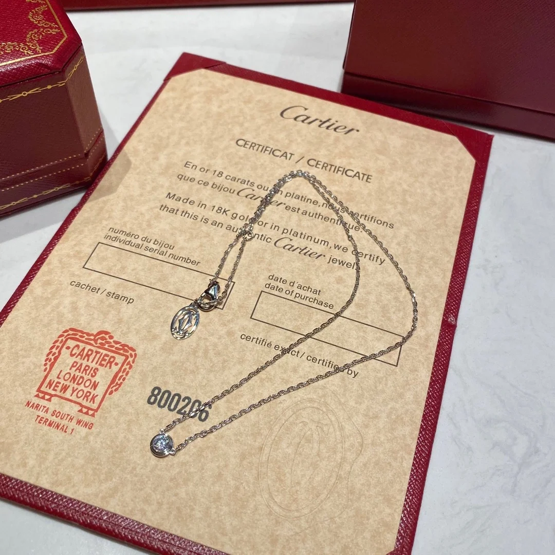 까르띠에 다무르 화이트 골드 다이아몬드 목걸이 B7215900