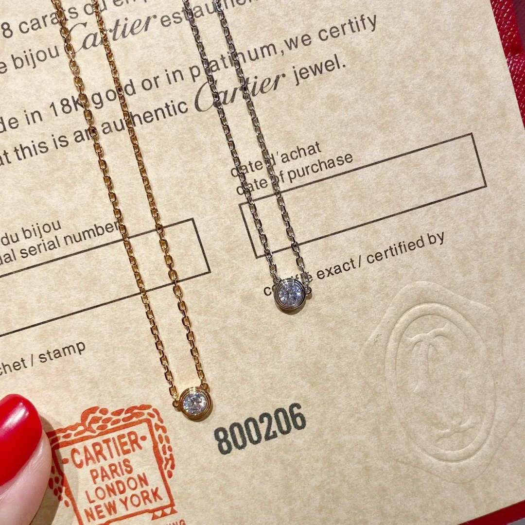 까르띠에 다무르 화이트 골드 다이아몬드 목걸이 B7215900