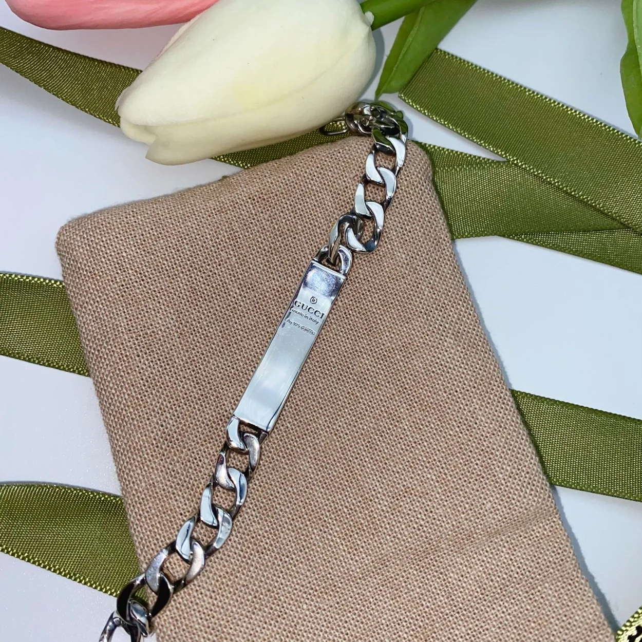 구찌 고스트 실버 체인 팔찌