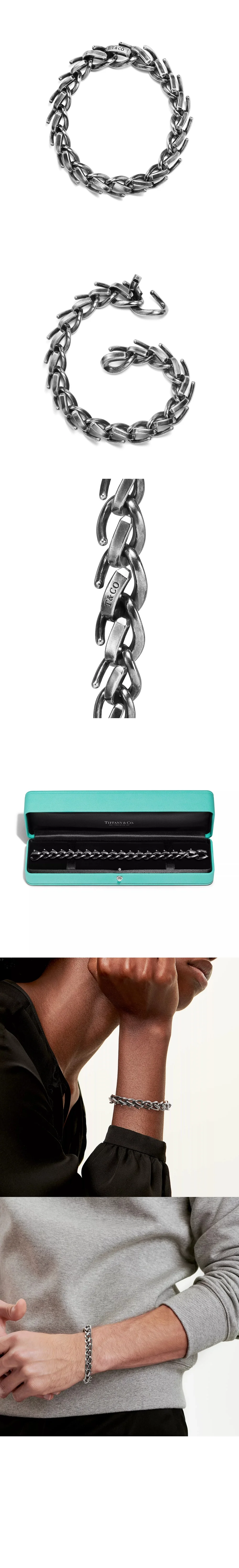티파니 앤 코 포지 미디엄 링크 블랙 스털링 팔찌