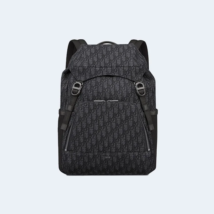 디올 Dior 8 플랩 블랙 오블리크 자카드 백팩