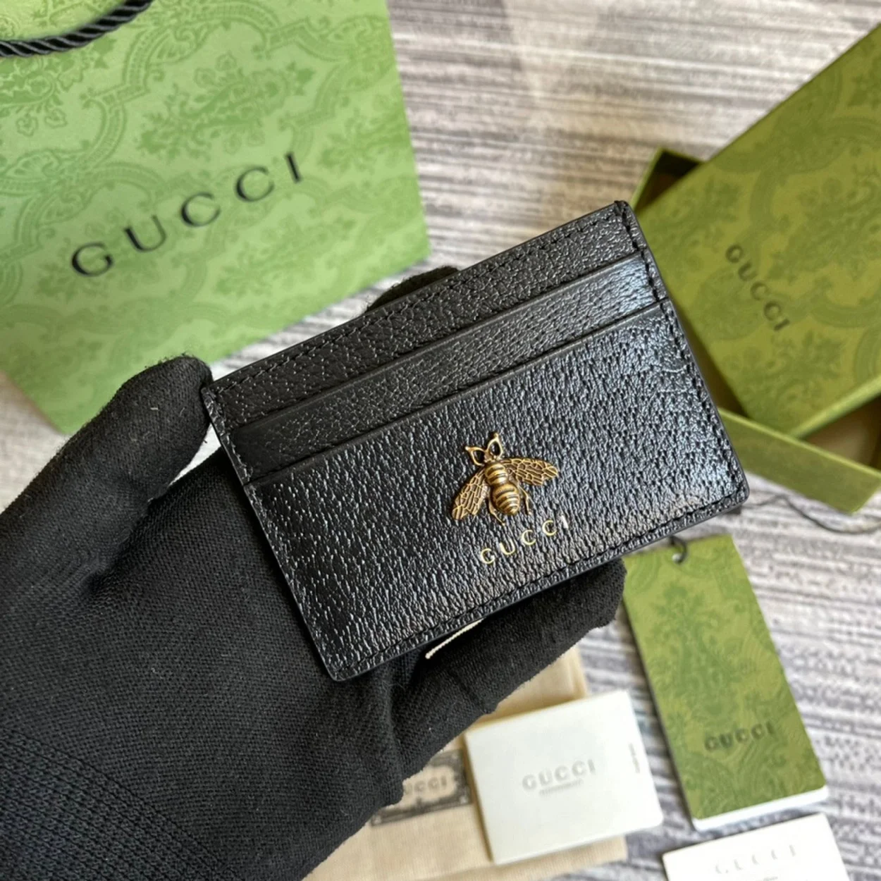 구찌 애니멀리에 레더 카드 지갑