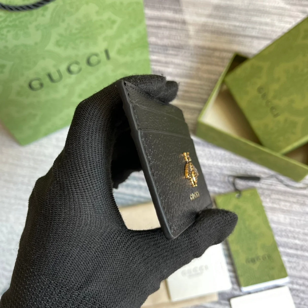 구찌 애니멀리에 레더 카드 지갑