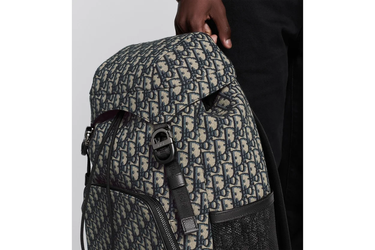 디올 Dior 8 플랩 베이지 오블리크 자카드 백팩