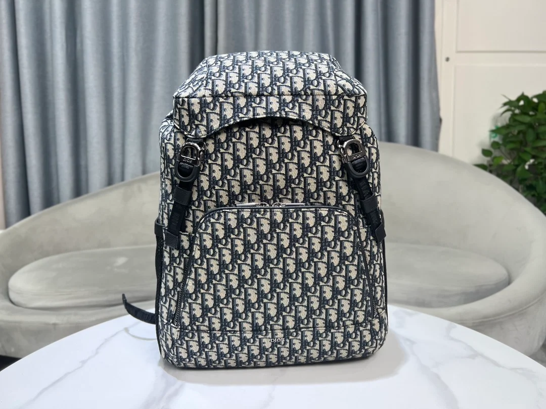 디올 Dior 8 플랩 베이지 오블리크 자카드 백팩