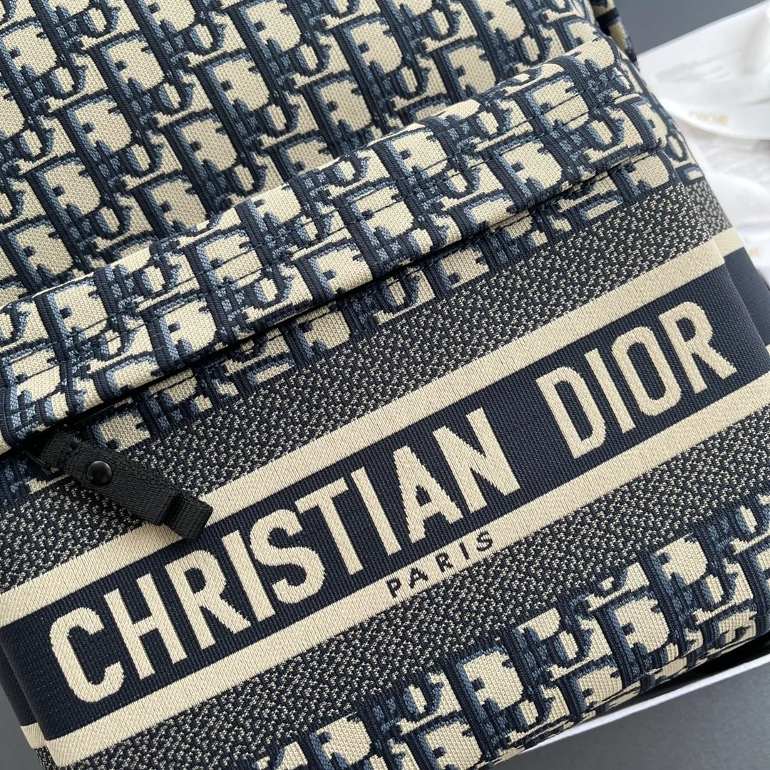 디올 오블리크 자카드 트래블 백팩 블루