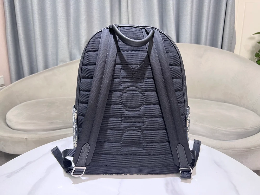 디올 오블리크 자카드 새들 지퍼 백팩 베이지