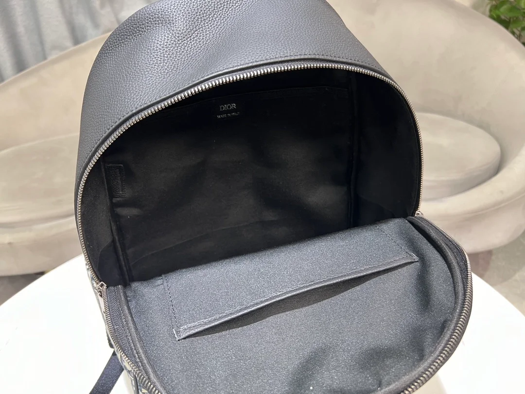 디올 오블리크 자카드 새들 지퍼 백팩 베이지