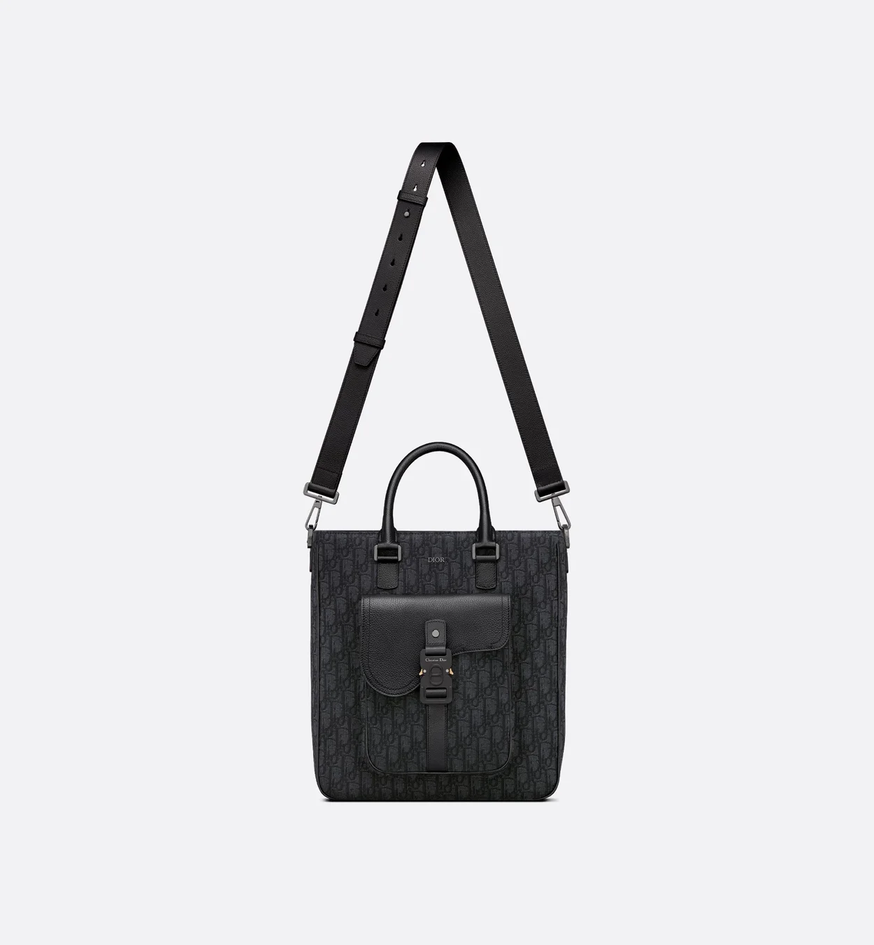 디올 오블리크 자카드 새들 토트백 블랙 그레인
