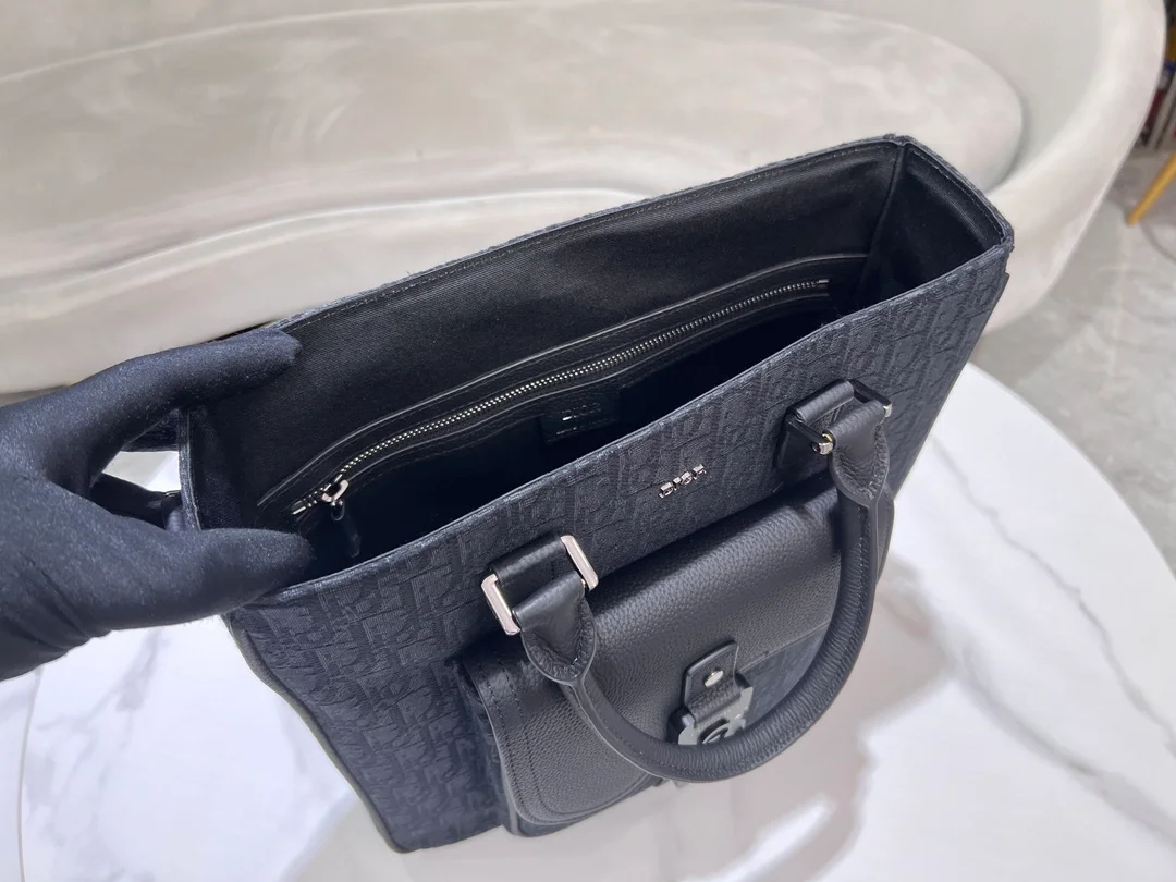 디올 오블리크 자카드 새들 토트백 블랙 그레인