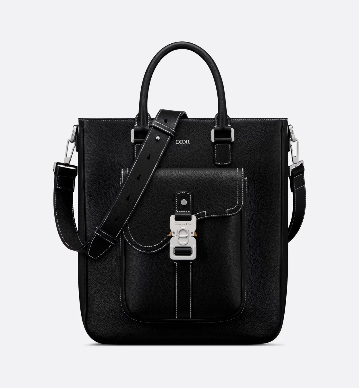 디올 새들 토트백 블랙 그레인