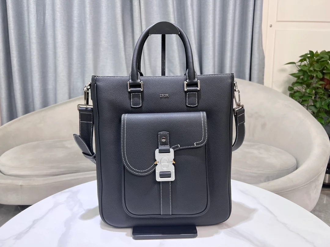 디올 새들 토트백 블랙 그레인