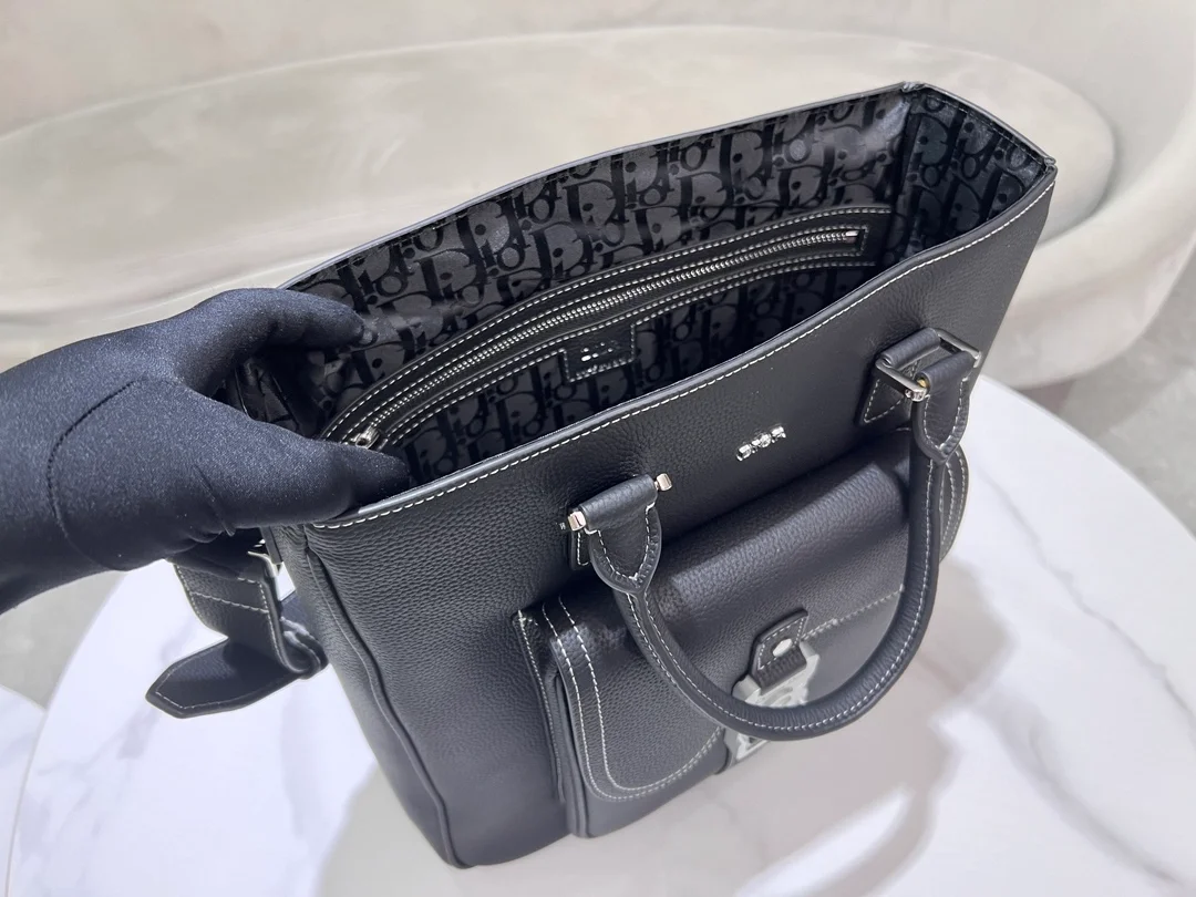 디올 새들 토트백 블랙 그레인