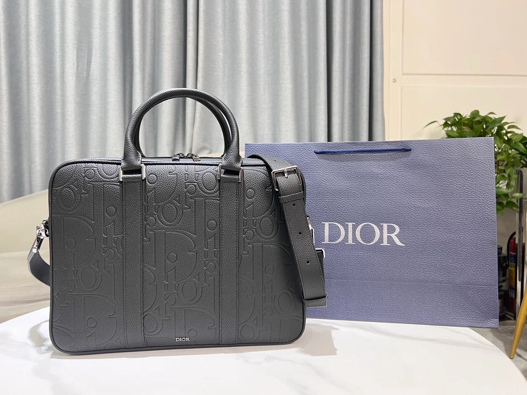 디올 지퍼 브리프케이스 블랙