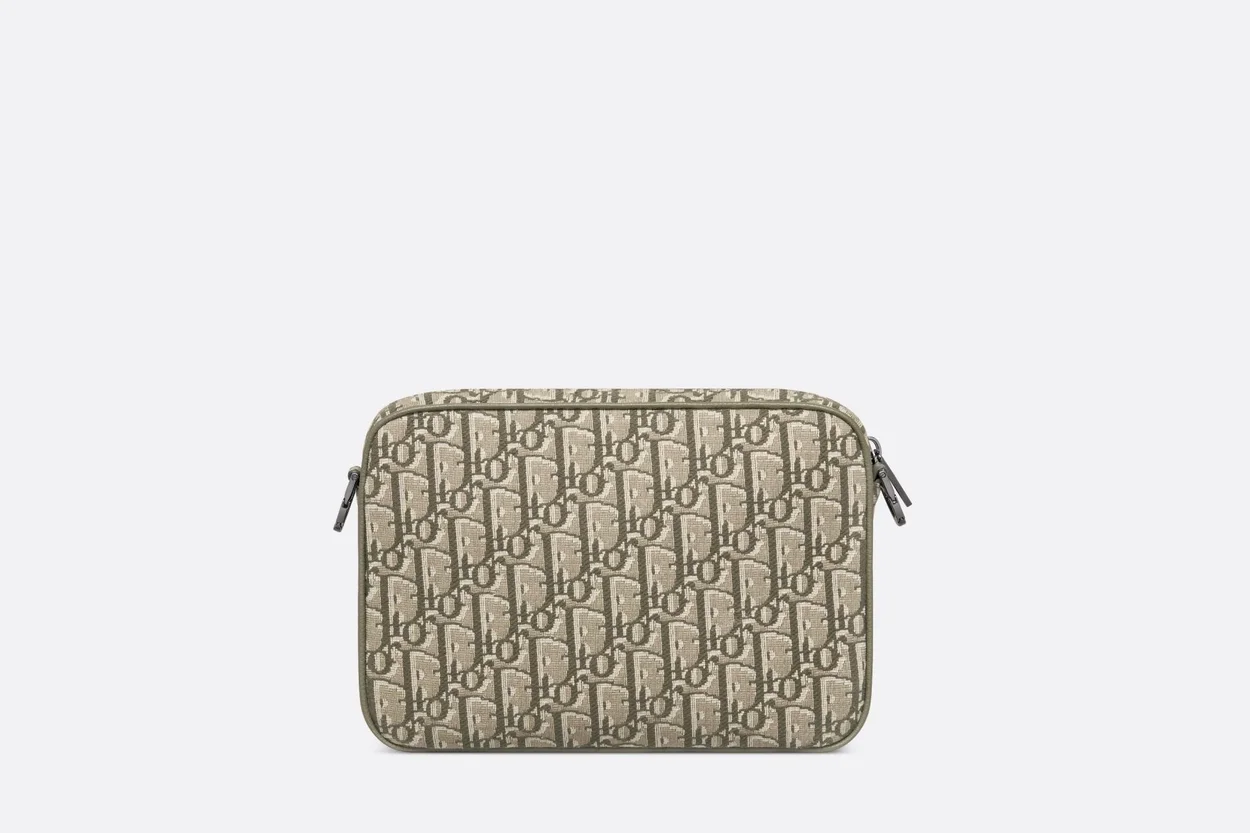 디올 Saddle 카키 오블리크 자카드니 트리플 파우치