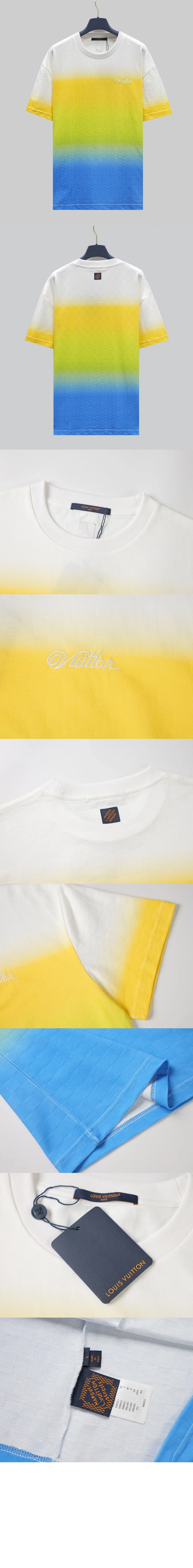 루이비통 다미에 그라디언트 자카드 코튼 티셔츠