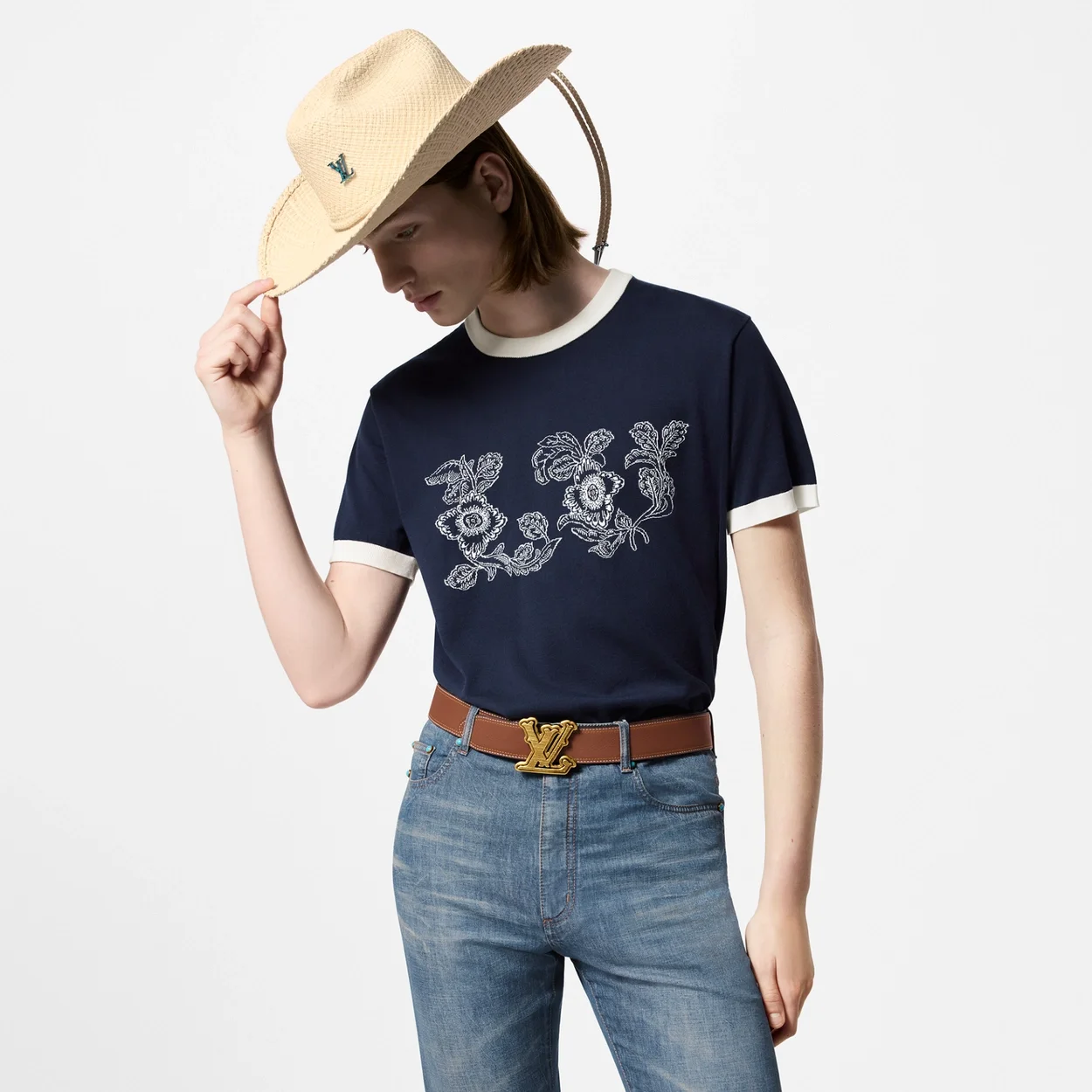 루이비통 그래픽 인타르시아 코튼 크루넥 티셔츠