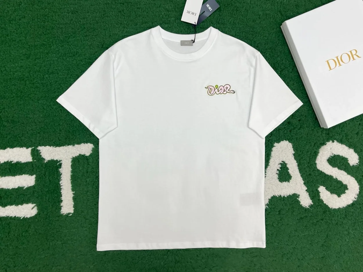 디올 AND KAWS 캐주얼 핏 티셔츠 화이트