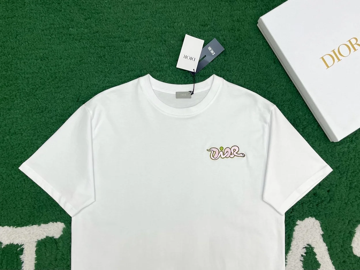 디올 AND KAWS 캐주얼 핏 티셔츠 화이트