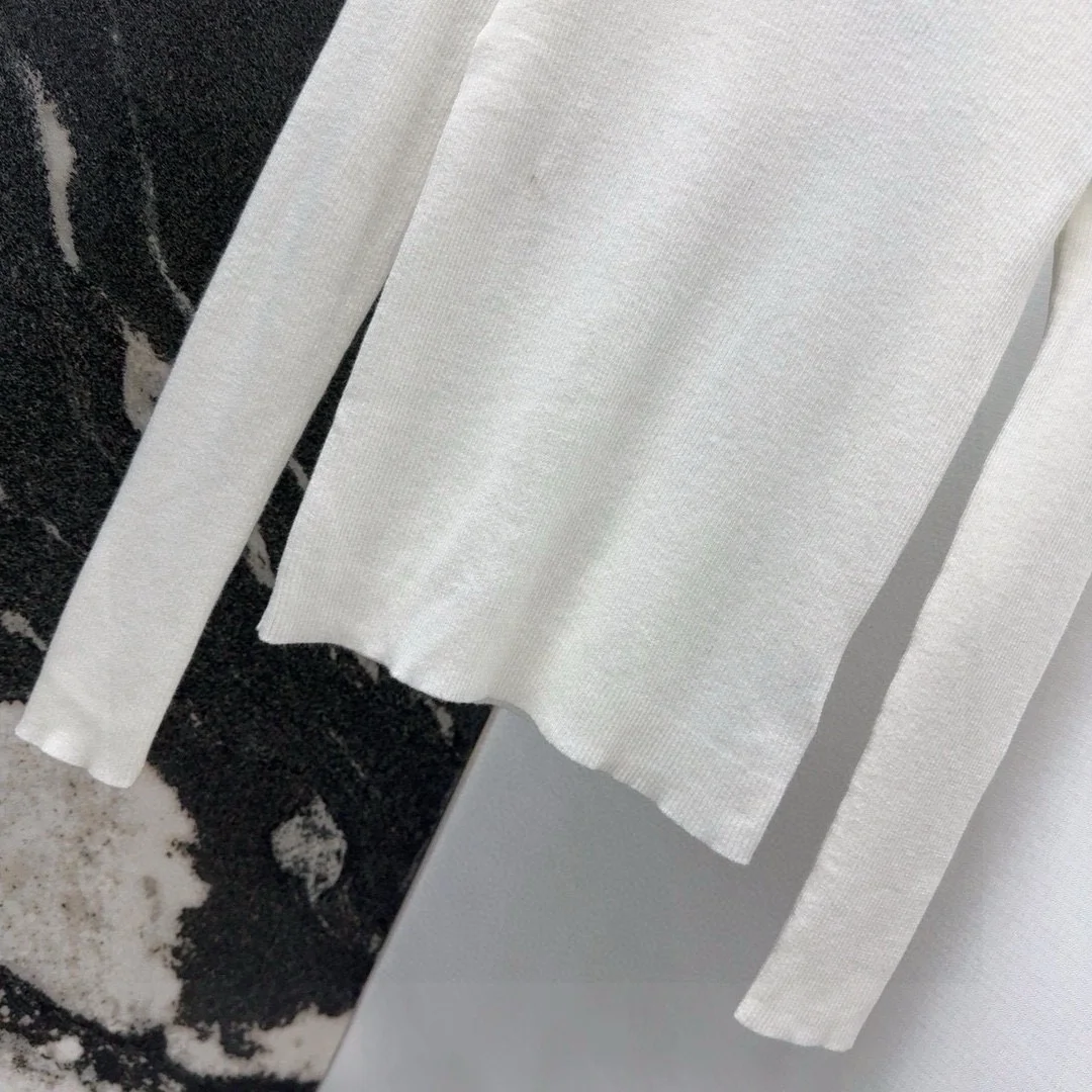 발렌티노 로고 골지 티셔츠 아이보리