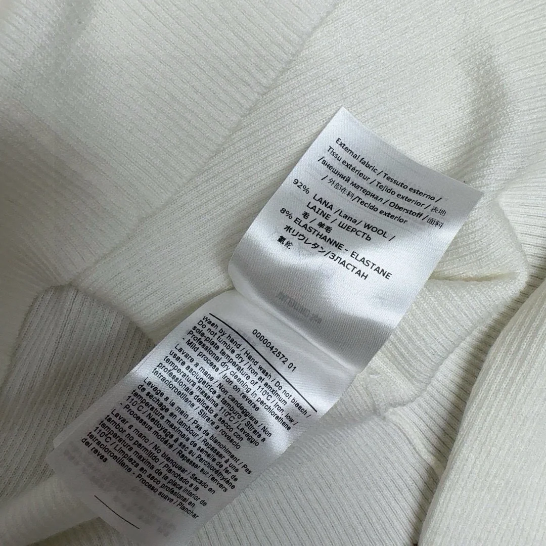 발렌티노 로고 골지 티셔츠 아이보리