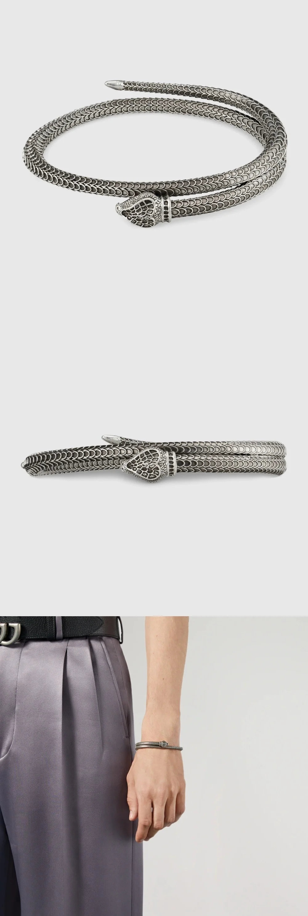 구찌 가든 스네이크 실버 랩 팔찌