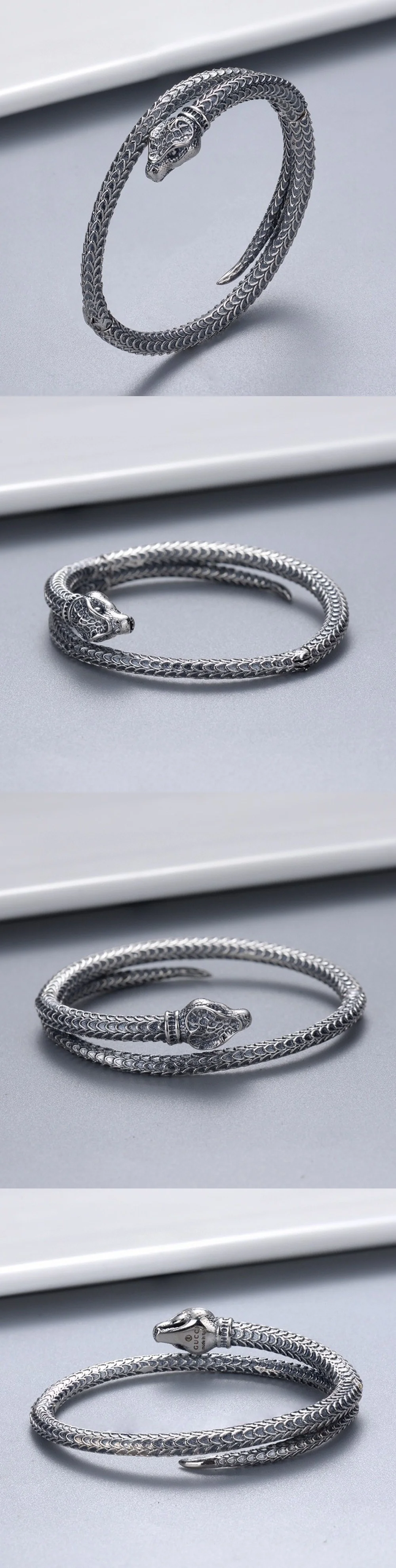 구찌 가든 스네이크 실버 랩 팔찌