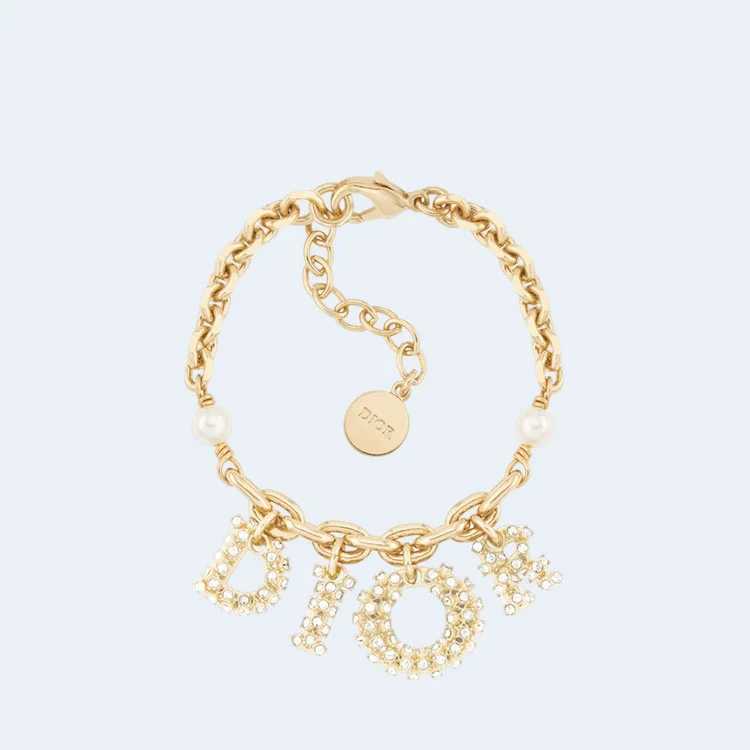 디올 골드 피니쉬 화이트 펄 실버 톤 팔찌