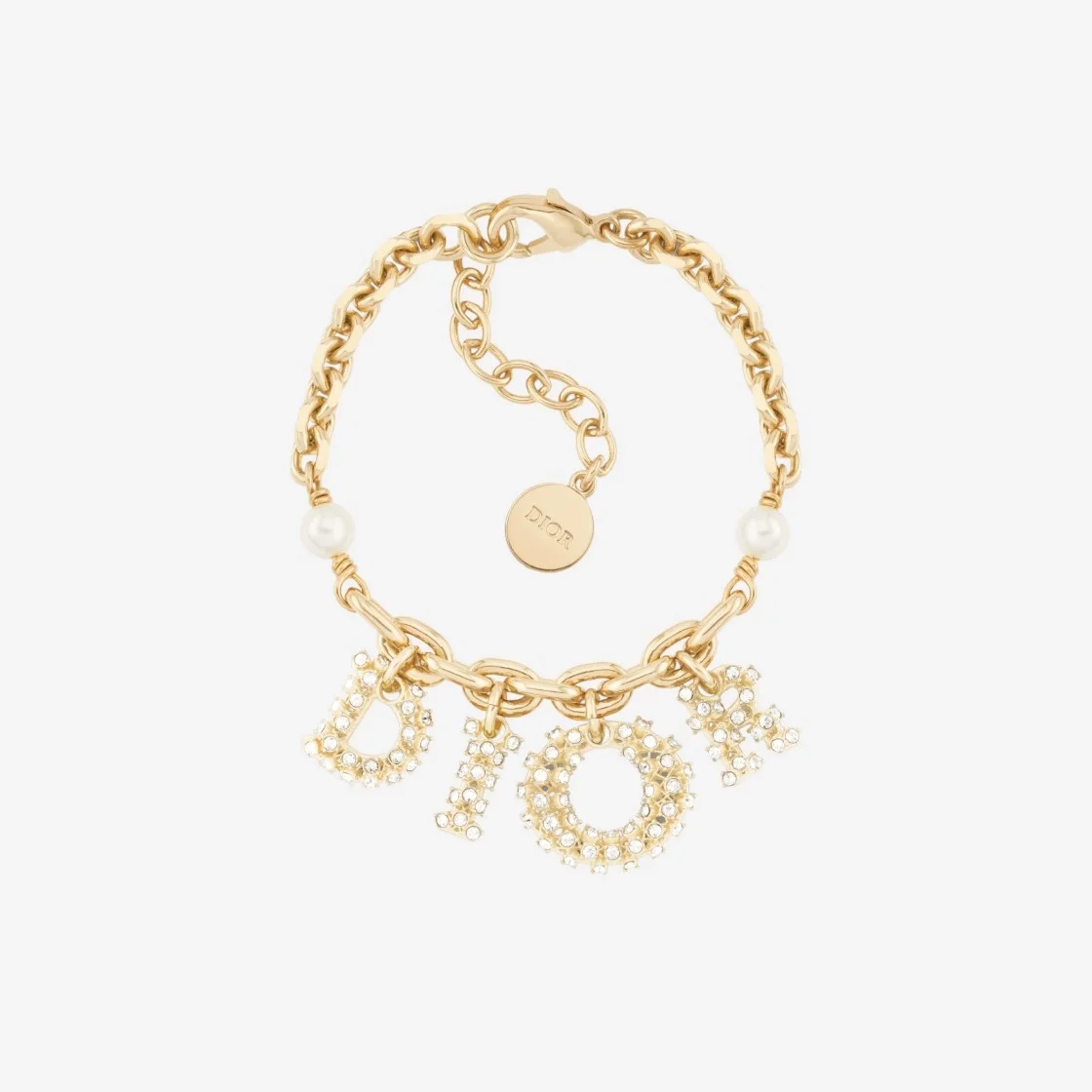디올 골드 피니쉬 화이트 펄 실버 톤 팔찌