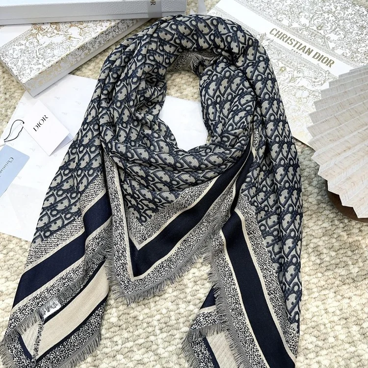 디올 양모 100% 로고 머플러