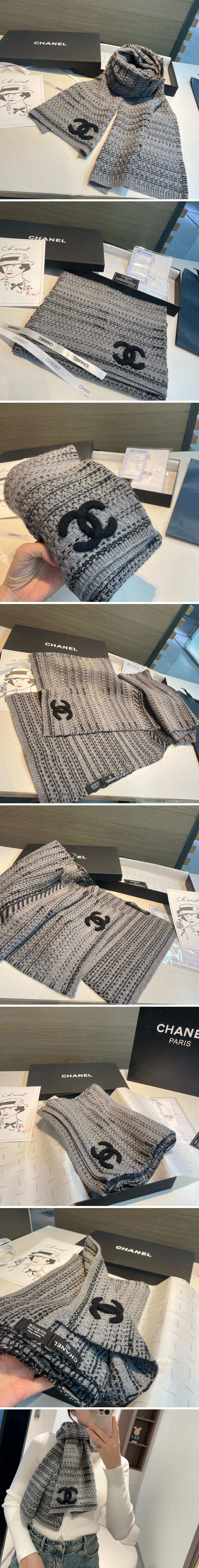 샤넬  순모 머플러 그레이 상세 이미지 2
