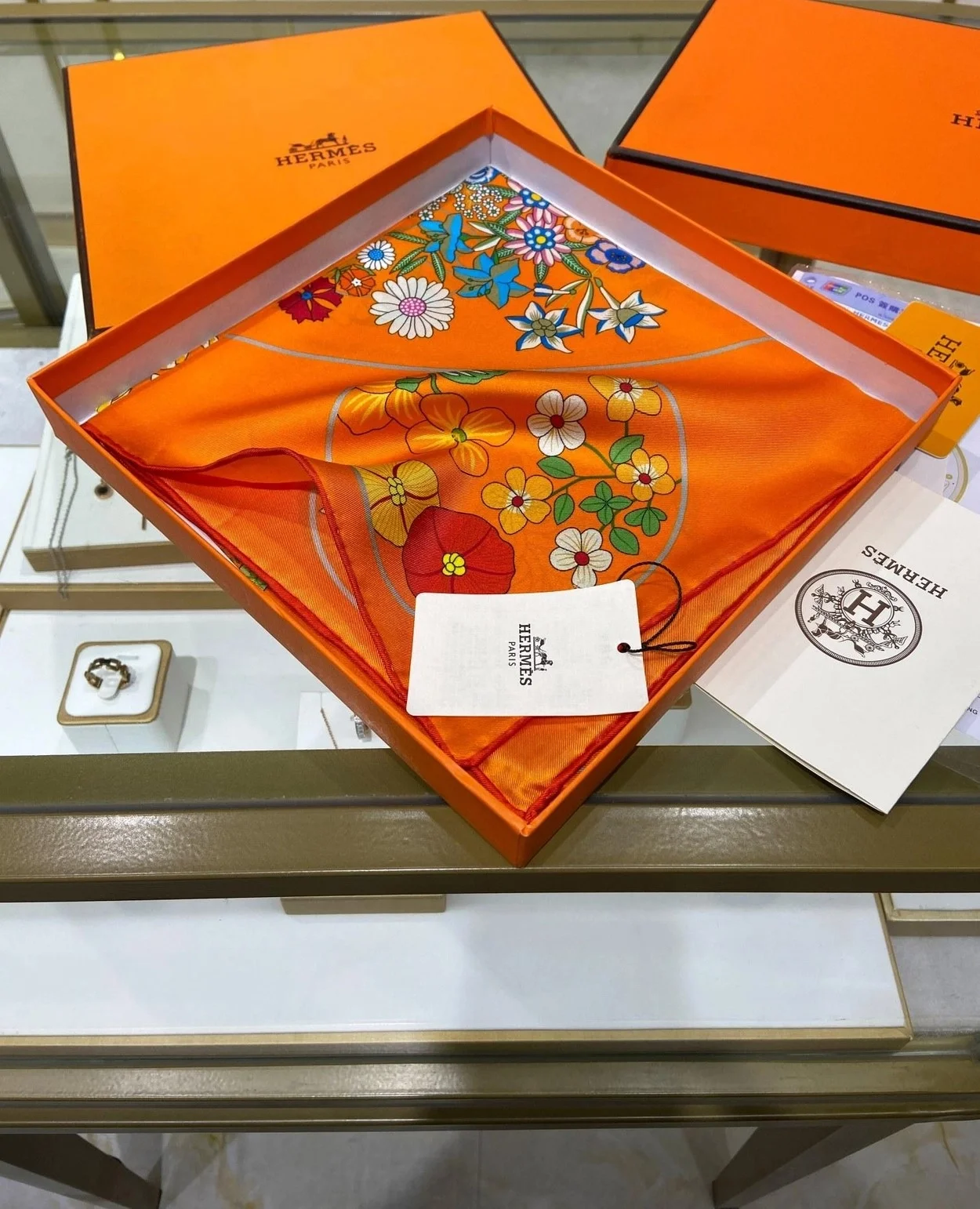 에르메스 플랑플뢰르 90 오렌지 스카프