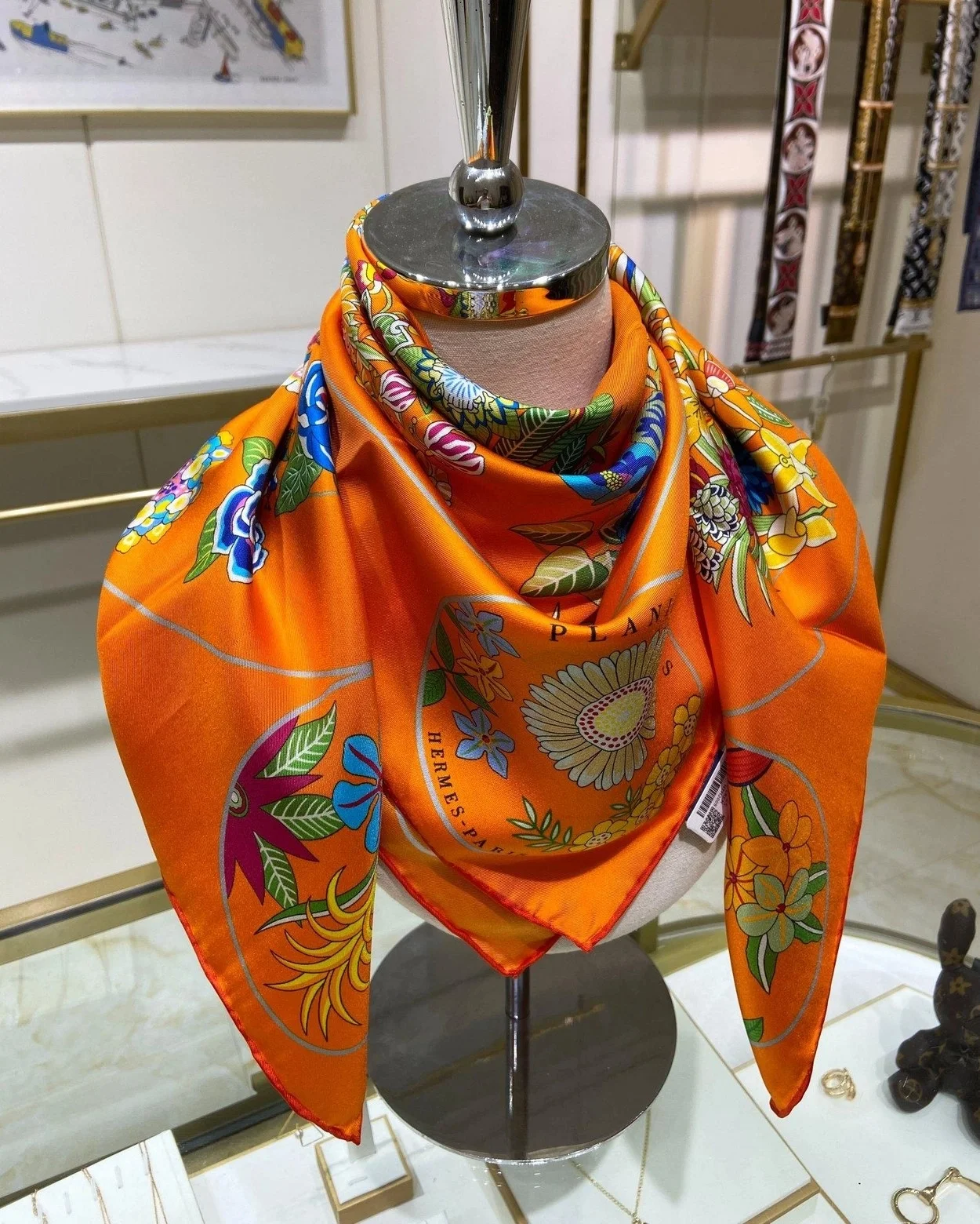 에르메스 플랑플뢰르 90 오렌지 스카프
