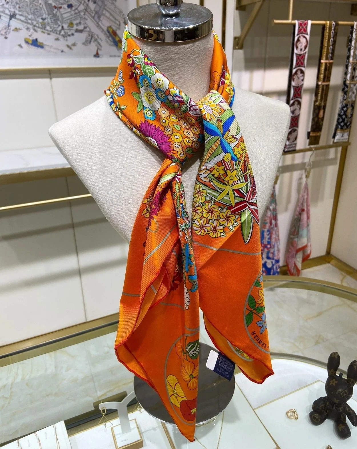 에르메스 플랑플뢰르 90 오렌지 스카프