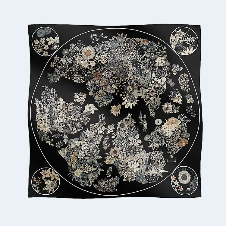 에르메스 플랑플뢰르 90 블랙 스카프