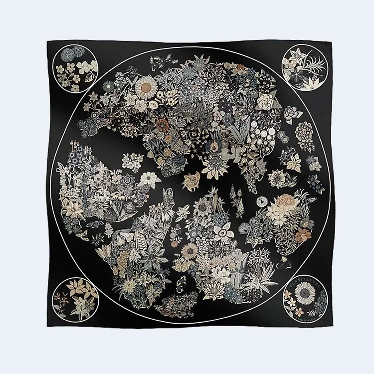 에르메스 플랑플뢰르 90 블랙 스카프