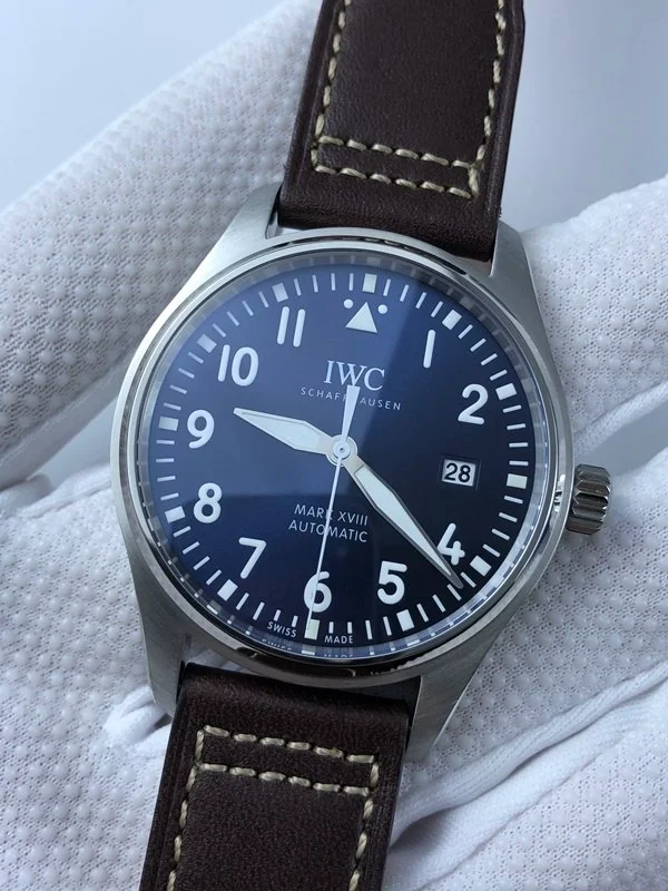 IWC 마크18 블루다이얼 브라운 가죽스트랩
