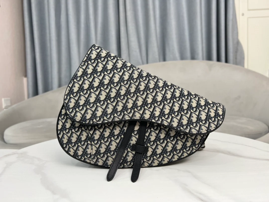 디올 오블리크 자카드 새들 백 베이지