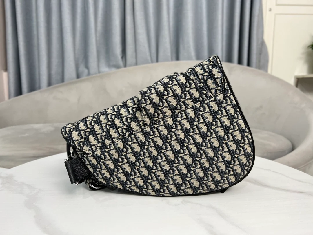 디올 오블리크 자카드 새들 백 베이지