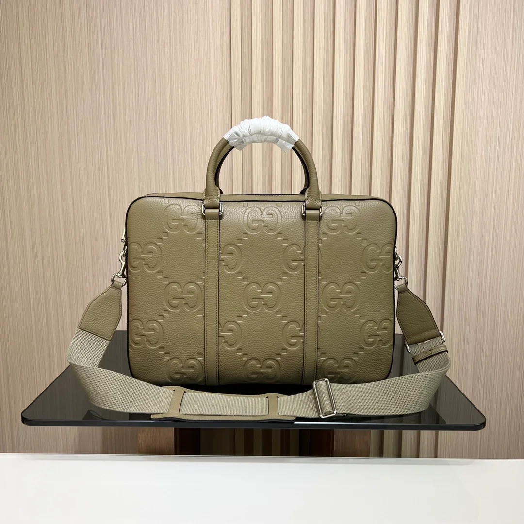 구찌 토프 레더 점보 GG 브리프케이스