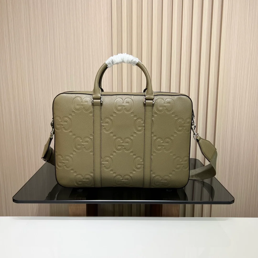 구찌 토프 레더 점보 GG 브리프케이스