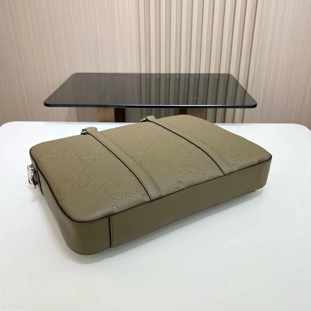 구찌 토프 레더 점보 GG 브리프케이스