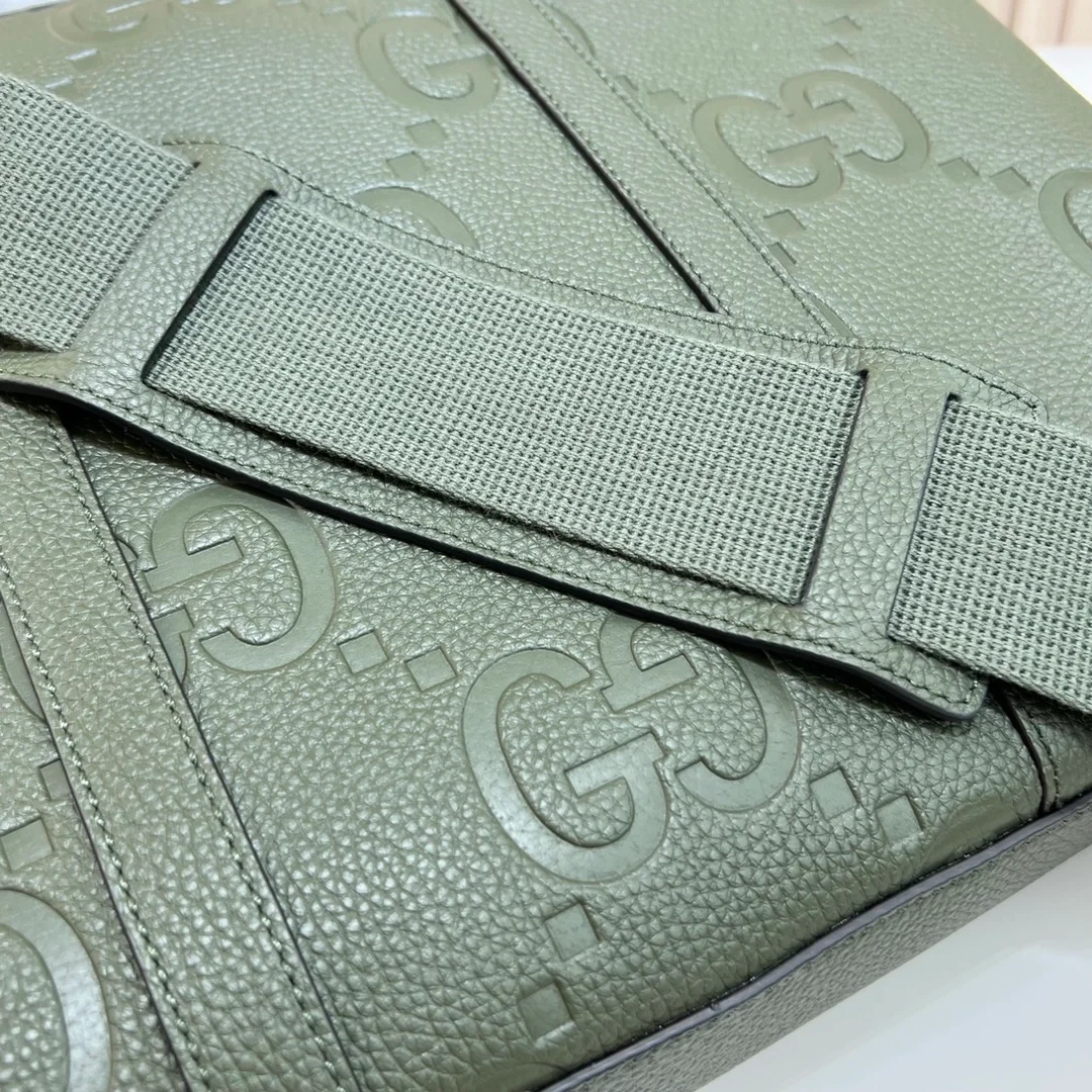 구찌 다크 그린 레더 점보 GG 브리프케이스