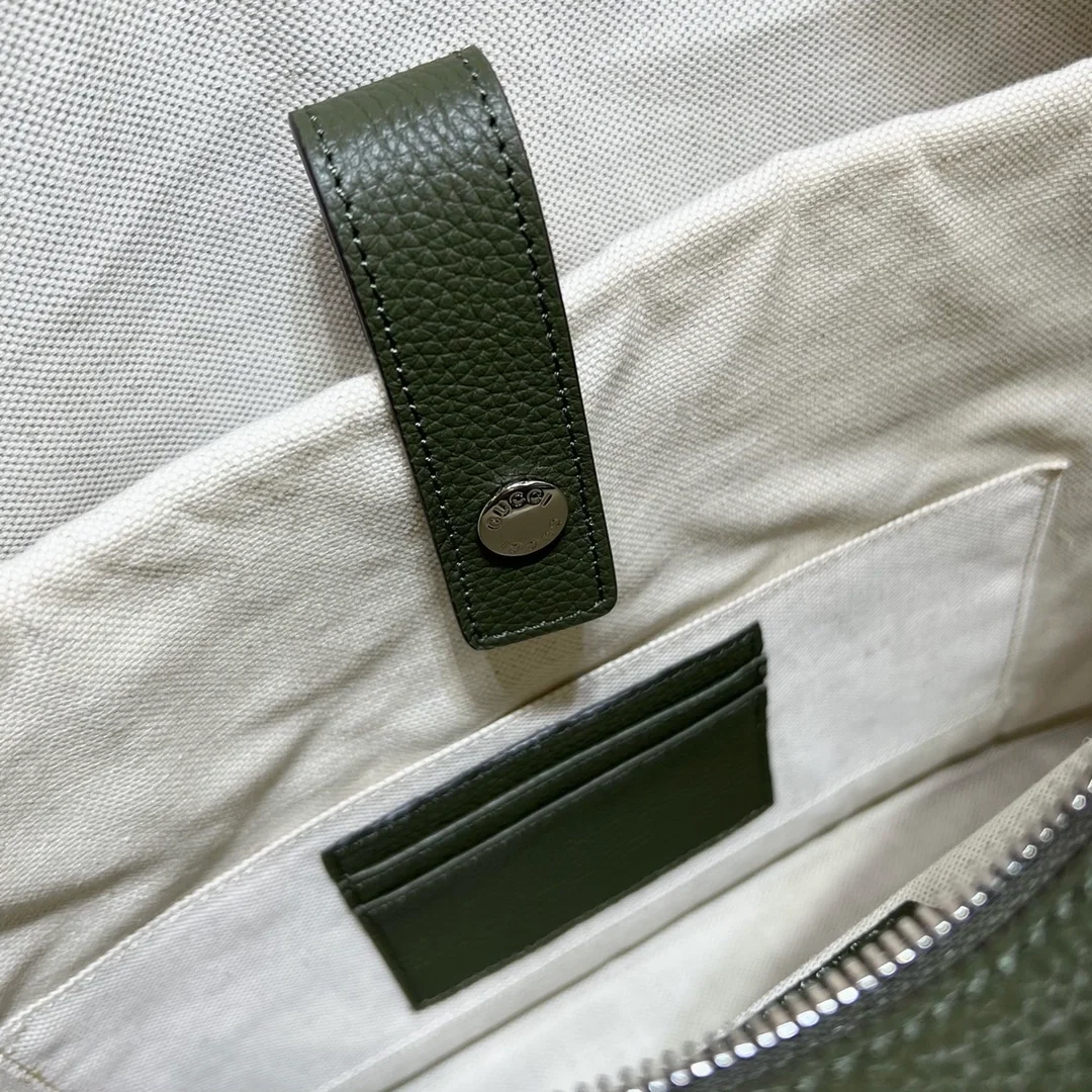 구찌 다크 그린 레더 점보 GG 브리프케이스