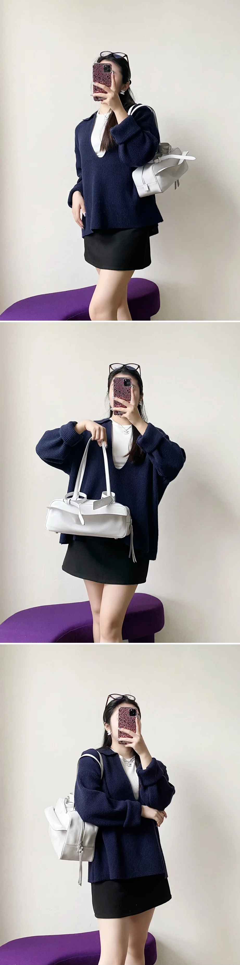 발렌시아가 캐리 스몰 레더 볼링 백