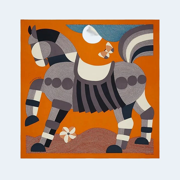 에르메스 Mon Premier Galop 140 오렌지 스카프