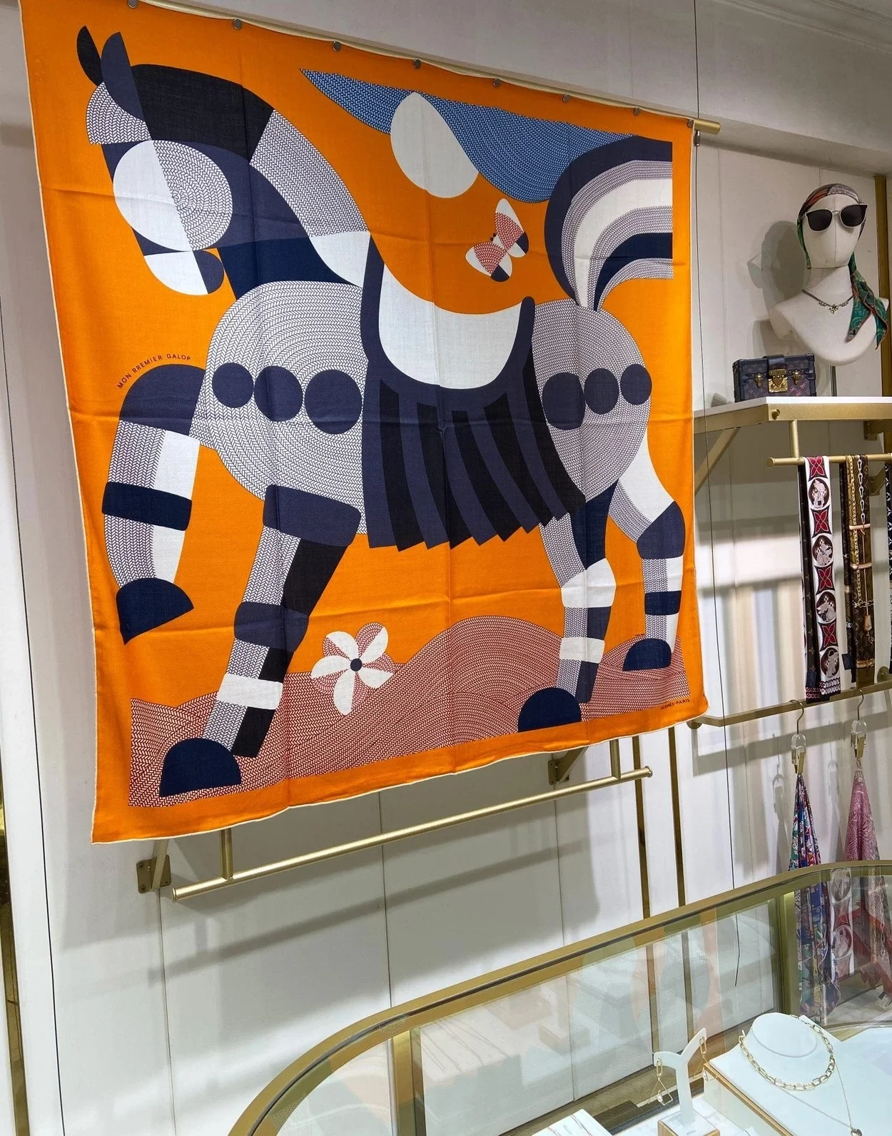 에르메스 Mon Premier Galop 140 오렌지 스카프